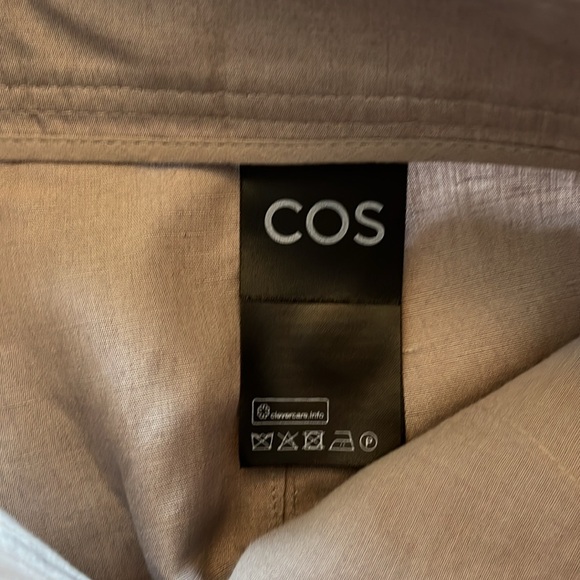 Cos Wide Leg Linen Blend Cargo Pants Tan Color Size 4 Effortless Casual Summer - Picture 6 of 11